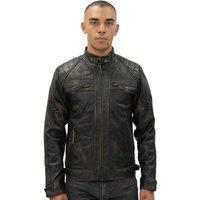 Infinity Leather Men's Vintage Leather Quilted Biker Jacket-Monaco in Black | Size: 4XL