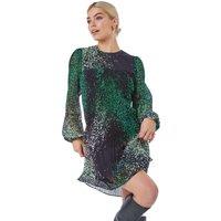 Pebble Print Chiffon Plisse Swing Dress