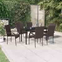 Berkfield Home 7 Piece Outdoor Dining Set Brown & Black