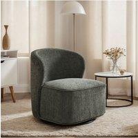 Luxurious Sherpa Upholstered Dark Green Swivel Chair