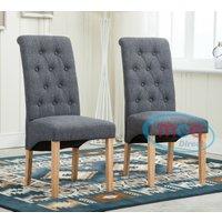 MCC Direct Set of 2 Top Scroll High Back Fabric Dining Chairs in Grey