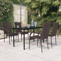 Berkfield Home 5 Piece Outdoor Dining Set Brown & Black
