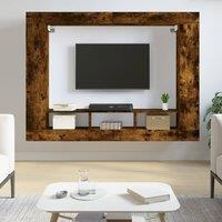 Berkfield Home TV Cabinet Smoked Oak 152x22x113 cm Engineered Wood in Brown | Size: 152 x 22 x 113 cm