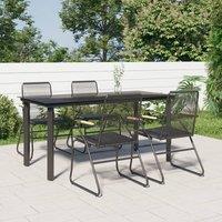 Berkfield Home 5 Piece Garden Dining Set Black PVC Rattan