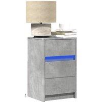 Berkfield Home Bedside Cabinet with LED Lights Concrete Grey Engineered Wood