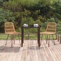 Berkfield Home 3 Piece Garden Dining Set Poly Rattan in Brown