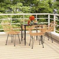 Berkfield Home 5 Piece Garden Dining Set Poly Rattan in Brown