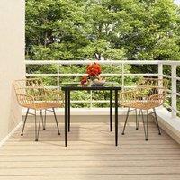 Berkfield Home 3 Piece Garden Dining Set Poly Rattan in Brown