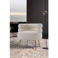 Beige Curved Upholstered Single Sofa Accent Chair