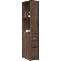 Berkfield Home Narrow Bathroom Cupboard with Wheels Brown Oak Engineered Wood