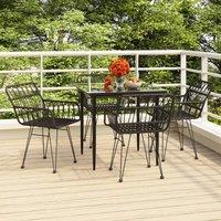 Berkfield Home 5 Piece Garden Dining Set Black Poly Rattan