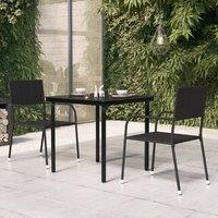 Berkfield Home Garden Dining Table Black 80x80x74 cm Steel & Glass | Size: 80 x 80 x 74 cm