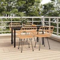 Berkfield Home 5 Piece Garden Dining Set Poly Rattan in Brown