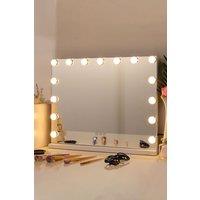 Living and Home Large Hollywood Vanity Mirror with 15 Lights and USB Charging Port, Tabletop or Wall Mounted in Natural