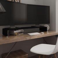 Berkfield Home TV Stand/Monitor Riser Glass Black 110x30x13 cm | Size: 110 x 30 x 13 cm