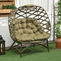 OUTSUNNY 2 Seater Egg Chair Outdoor Garden Furniture Chair w/ Cushion in Khaki