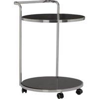 Orsina Elegant 2 Tier Silver Finish Drinks Trolley, Versatile Drinks Trolley For Parties, Durable Drinks Trolley in Black