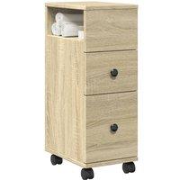 Narrow Bathroom Cabinet with Wheels Sonoma Oak Engineered Wood