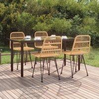 Berkfield Home 5 Piece Garden Dining Set Poly Rattan in Brown