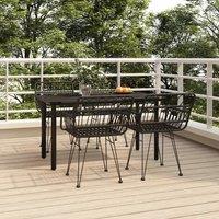 Berkfield Home 5 Piece Garden Dining Set Black Poly Rattan