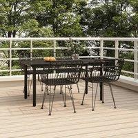 Berkfield Home 5 Piece Garden Dining Set Black Poly Rattan