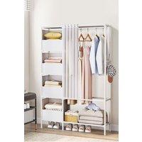 Freestanding Portable Metal Clothes Closet Bedroom Cabinet