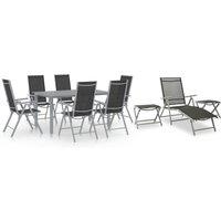 Berkfield Home 10 Piece Garden Dining Set Black & Silver