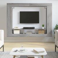 Berkfield Home TV Cabinet Grey Sonoma 152x22x113 cm Engineered Wood | Size: 152 x 22 x 113 cm