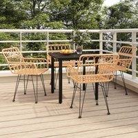 Berkfield Home 5 Piece Garden Dining Set Poly Rattan in Brown
