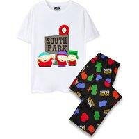 South Park Men's Short Sleeve Long Leg Pyjama Set | Black AOP /White | Size: 2XL