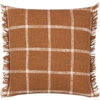 Yard Beni Check 100% Cotton Fringed Cushion in Burnt Orange | Size: 45 cm x 45 cm