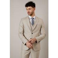 Burton Men's Pale Grey Textured Slim Fit Suit Jacket in Light Grey | Size: 44R