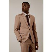 Burton Men's Dusty Rose Textured Slim Fit Suit Jacket in Pink | Size: 44R