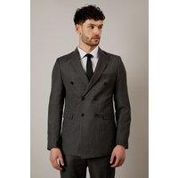 Burton Men's Grey Herringbone Double Breasted Jacket | Size: 44R