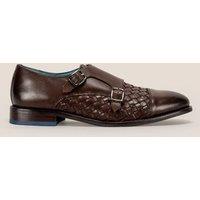 Oswin Hyde Men's Hudson Leather Woven Toe Cap Monk in Dark Brown | Size: 11
