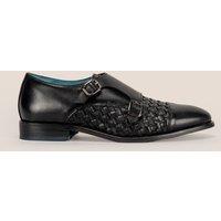 Oswin Hyde Men's Hudson Leather Woven Toe Cap Monk in Black | Size: 9