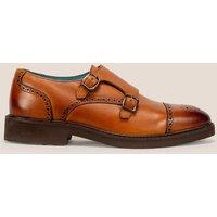 Oswin Hyde Men's Shelby Leather Monk Strap Brogues in Tan | Size: 12