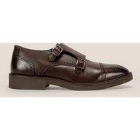 Oswin Hyde Men's Shelby Leather Monk Strap Brogues in Dark Brown | Size: 11