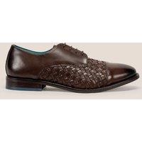 Oswin Hyde Men's Heath Woven Leather Lace Up Derby in Dark Brown | Size: 8