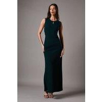 Crepe Dress With Draped Panel Maxi Dress