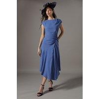 Drape Side Cap Sleeve Midi Dress