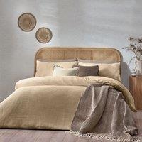 Yard Chunky Waffle 100% Cotton Duvet Cover Set in Light Tan | Size: Super King
