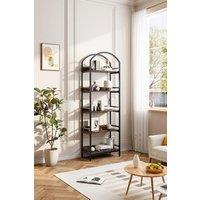 H&O Direct 5-Tier Arched Wooden Bookcase Storage Shelf in Brown