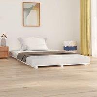 Bed Frame White 135x190 cm Double Solid Wood Pine