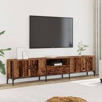 Berkfield Home TV Cabinet with Drawer Old Wood 200x25x44 cm Engineered Wood in Brown | Size: 200 x 25 x 44 cm