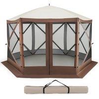 Costway 350 x 230 cm Pop-up Gazebo Tent Outdoor Canopy Sun Shelter in Dark Brown