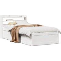 Bed Frame with Headboard White 90x190 cm Single Solid Wood Pine