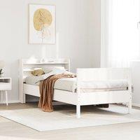 Berkfield Home Bed Frame without Mattress White 75x190 cm Small Single Solid Wood Pine
