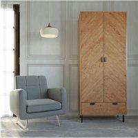Seconique Leon 2 Door 1 Drawer Wardrobe in Natural