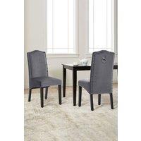 Living and Home 2Pcs Set Velvet Upholstered High Back Dining Chair Dressing Chairs with Rivets in Grey